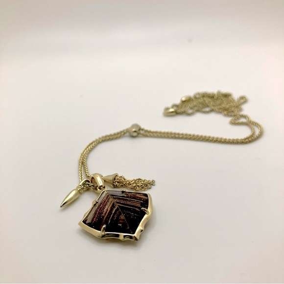 Kendra Scott Long Gold Necklace with Rutile Quartz Leaf Pendant - Picture 5 of 5